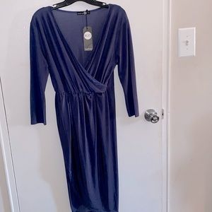 NWT Boohoo slinky midi wrap dress size 12